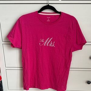 Miss to Mrs. Hot Pink "The Mrs." Short Sleeve Crewneck Tee